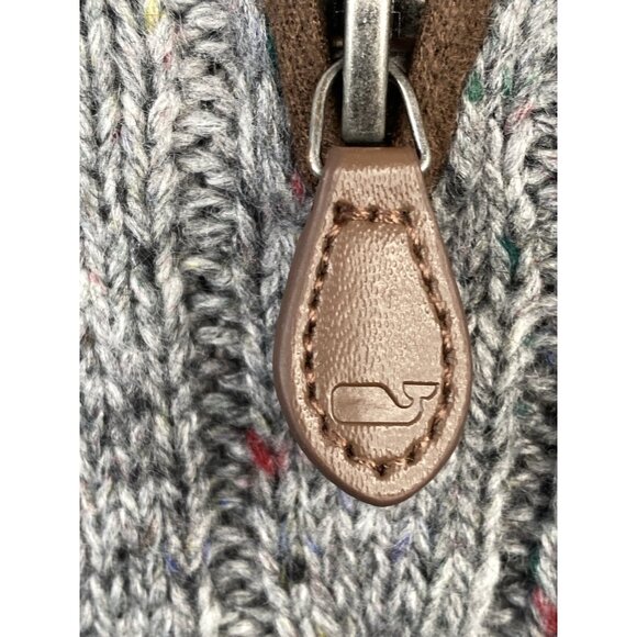 Vineyard Vines Sweater Mens XXL Quarter Zip Cable Knit Wool Blend Flecked Gray - Picture 9 of 16